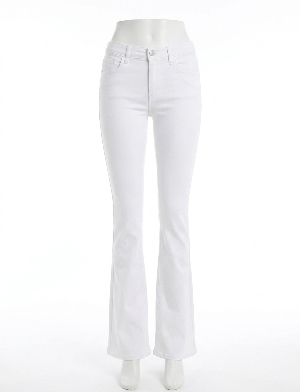 NEW COMMANDO do it all five pocket mid-rise flare jeans in white